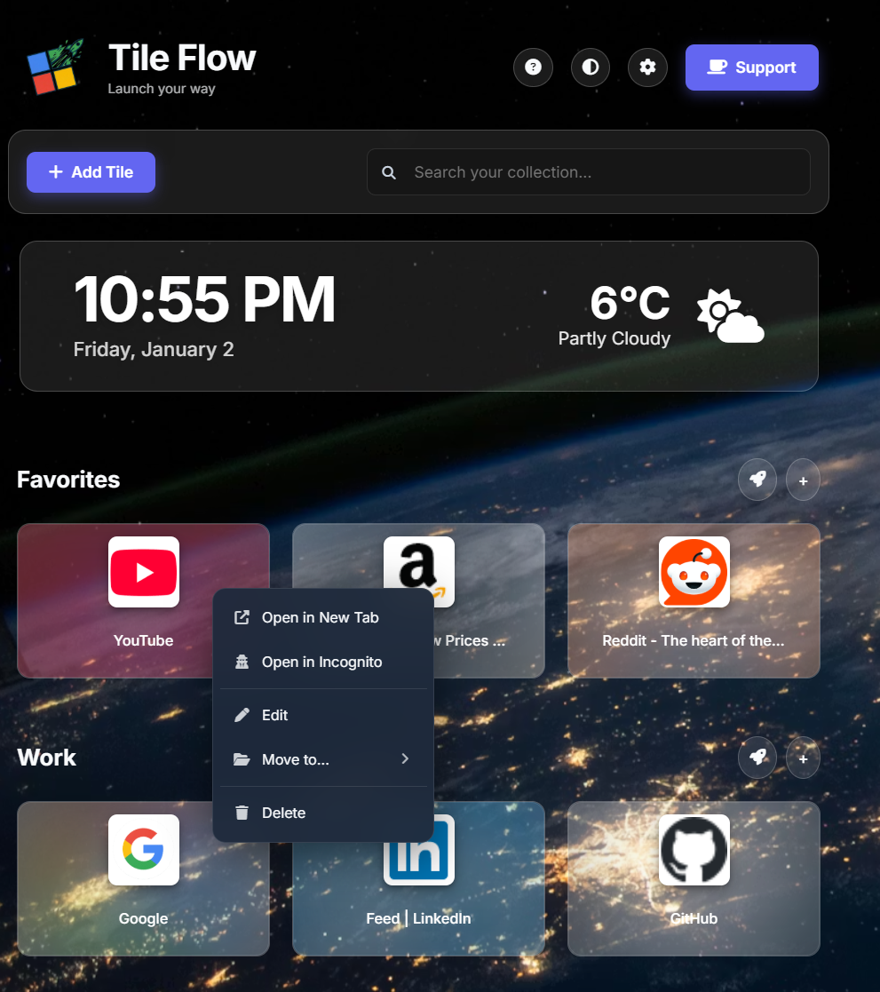 TileFlow - Context Menu & Actions